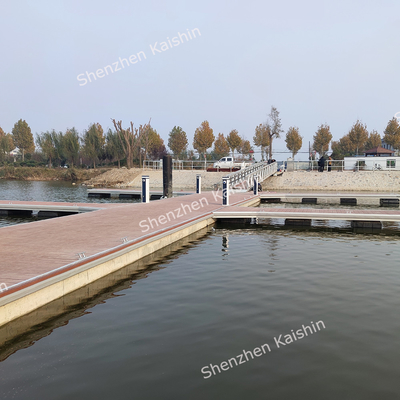 Silver Aluminum Floating Dock Pontoon With Mooring Cleats And WPC Decking Durability For LLDPE Floaters