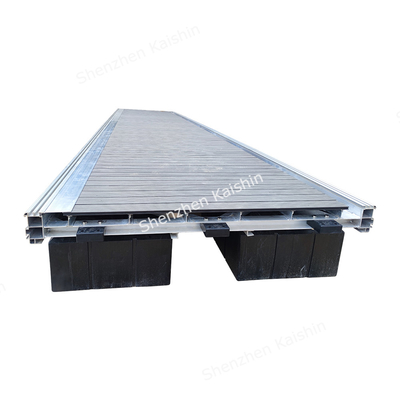 Silver Aluminum Floating Dock Pontoon With Mooring Cleats And WPC Decking Durability For LLDPE Floaters