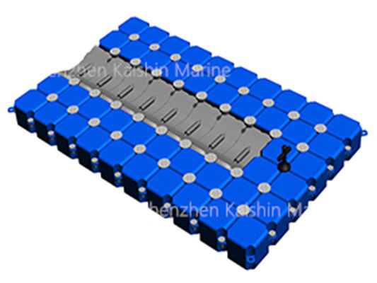 Plataforma flotante de HDPE estabilizada por UV, cubos de 500 x 500 x 400 mm, módulo flotante resistente a la corrosión